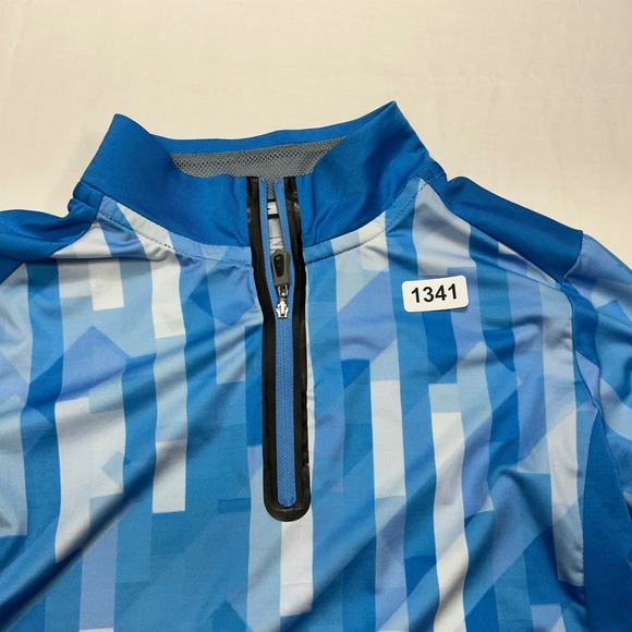 RZR Polaris‎ Mens Medium Pullover Top Long Sleeve Blue Geometric Mock Neck - Picture 7 of 7